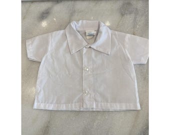 Camisa de vestir blanca con cuello para bebé, estilo vintage de los años 80, de 0 a 6 meses