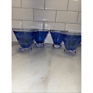 Set 4 Anthropologie Hand Blown GlassBubbleStemlessMartini Cocktail GlassesGW008 immagine 1