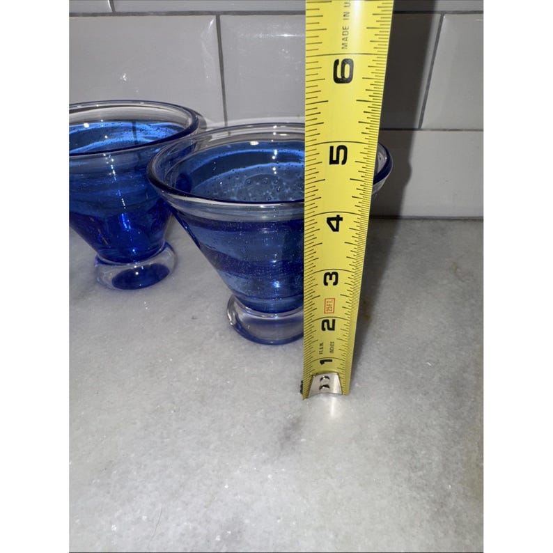 Set 4 Anthropologie Hand Blown GlassBubbleStemlessMartini Cocktail GlassesGW008 immagine 10
