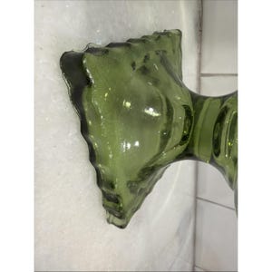 Hazel-Atlas Avocado Green Footed Vase ATC50 Fluted Pedestal 5.75" ES051 image 2
