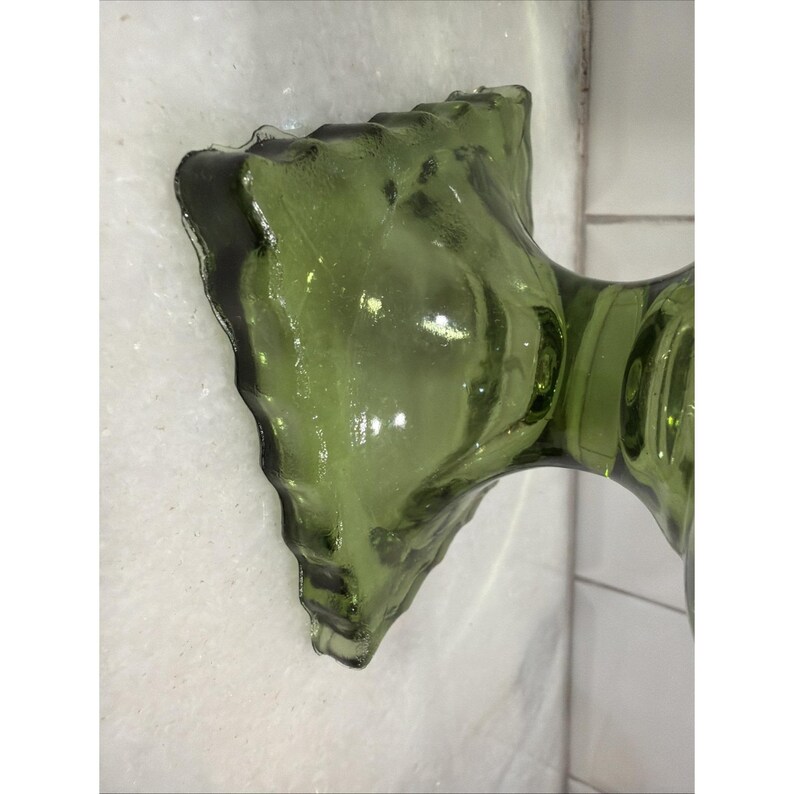 Hazel-Atlas Avocado Green Footed Vase ATC50 Fluted Pedestal 5.75" ES051 image 2