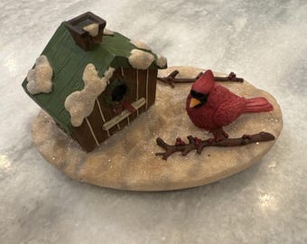 Vintage 2000 Our America Mosaic Cardinal Oval Topper Candle NIB