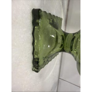 Hazel-Atlas Avocado Green Footed Vase ATC50 Fluted Pedestal 5.75" ES051 image 3