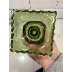 Hazel-Atlas Avocado Green Footed Vase ATC50 Fluted Pedestal 5.75" ES051 image 8