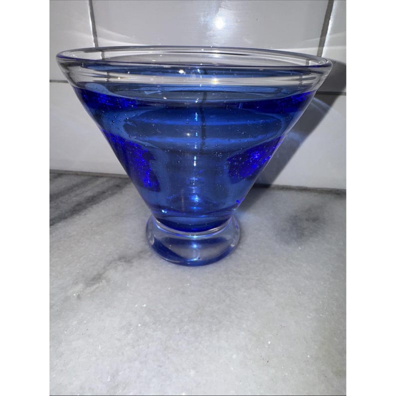 Set 4 Anthropologie Hand Blown GlassBubbleStemlessMartini Cocktail GlassesGW008 immagine 4