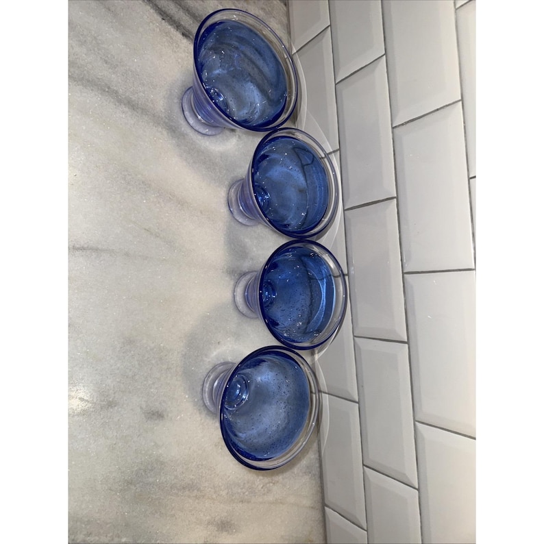 Set 4 Anthropologie Hand Blown GlassBubbleStemlessMartini Cocktail GlassesGW008 immagine 8