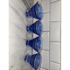 Set 4 Anthropologie Hand Blown GlassBubbleStemlessMartini Cocktail GlassesGW008 immagine 3