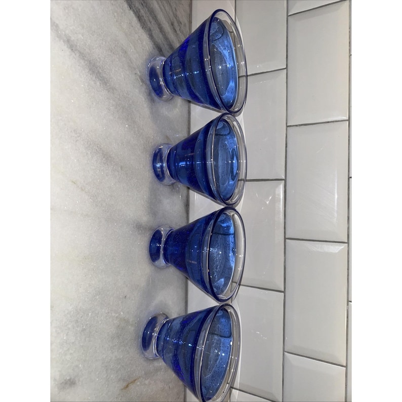 Set 4 Anthropologie Hand Blown GlassBubbleStemlessMartini Cocktail GlassesGW008 immagine 3