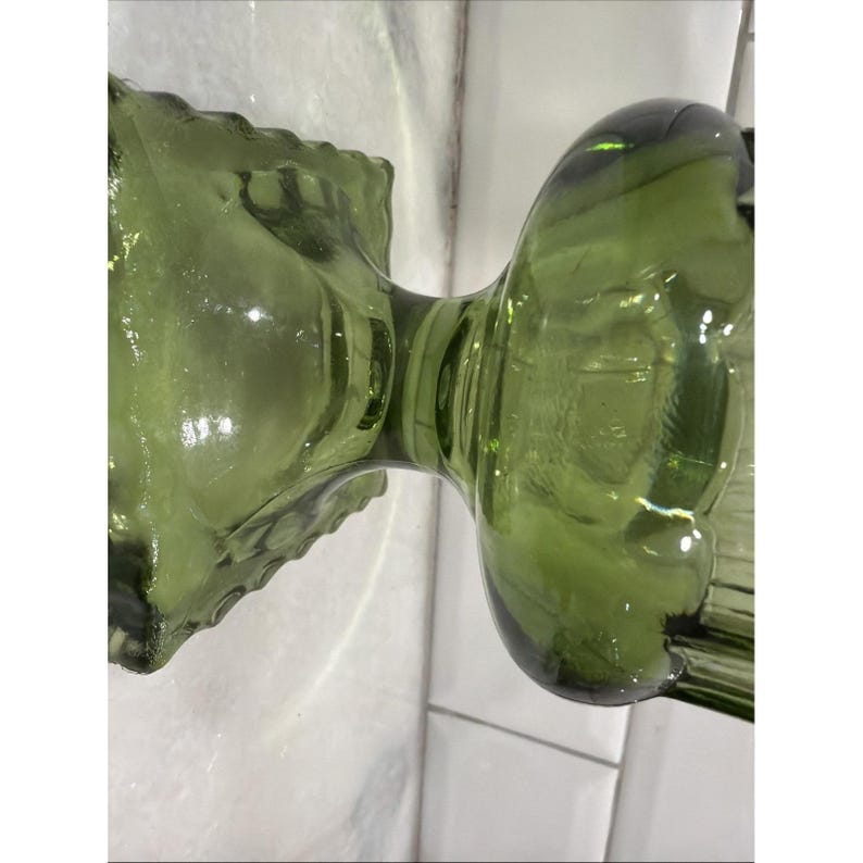 Hazel-Atlas Avocado Green Footed Vase ATC50 Fluted Pedestal 5.75" ES051 image 4