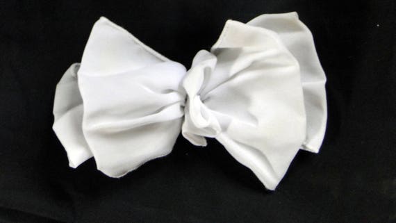 Vintage White Hair Bow French Barrette Filmy Fabr… - image 1