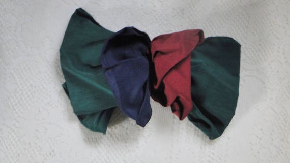 Vintage Large Multi-color Hair Bow French Barrett… - image 1