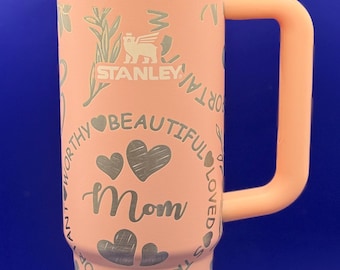 Laser Engraved Mom Stanley Tumbler | Creamsicle Quencher, Mother's Day Gift