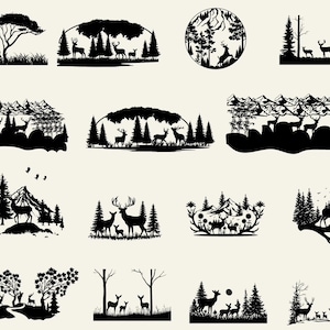Deer in the Forest svg / deer svg bundle / Deer head vector Svg Png File / Forest silhouette svg / Commercial use / Instant Download