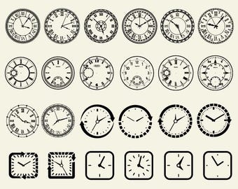 Clock Face Svg, Old Clock Face Svg, Modern Clock Face Design Bundle, Circle Watch Face Design File, Laser Cut File, Clock Face Cricut File