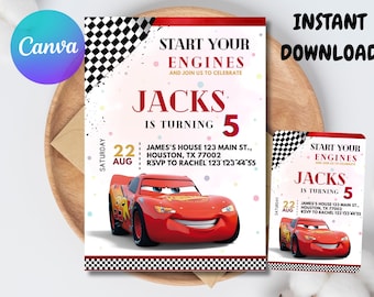 Invitación de Cars McQueen / Invitación de cumpleaños de Rayo McQueen / Invitación de cumpleaños de Cars / Invitación de McQueen Mater