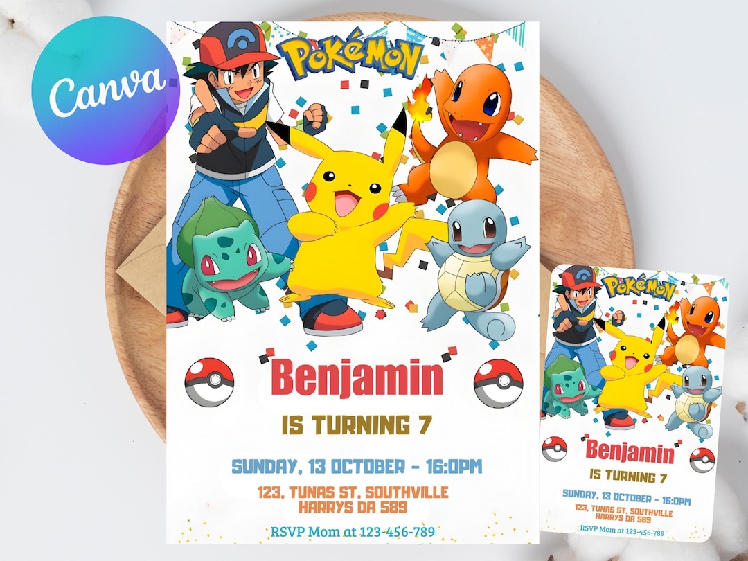 Birthday Invitation Pokemon Instant Download Digital Invite Pokémon ...