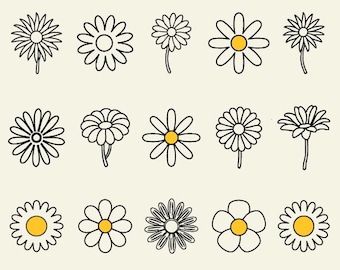 Daisy Svg bundle, Daisy Flowers SVG, Daisy flower Clipart, Flower svg, Simple daisy svg, Spring Summer Svg, Retro Flower Cut File, Daisy dxf