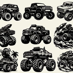 Monster Truck Svg, Layered Monster Truck Svg, Monster Truck Svg Files, Monster Truck Clipart, Cut File For Cricut, Silhouette, Png, Dxf