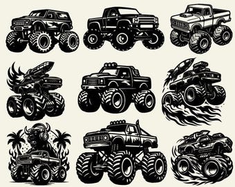 Monster Truck Svg, Layered Monster Truck Svg, Monster Truck Svg Files, Monster Truck Clipart, Cut File For Cricut, Silhouette, Png, Dxf