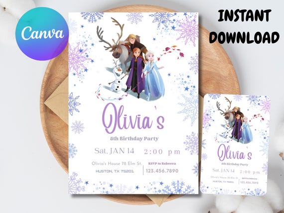 FROZEN Invitation Elsa Birthday Invitation Winter Snow Birthday Printable,Editable Instant Download Canva Template Frozen Invite