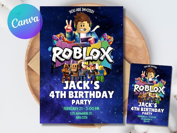 Invitation Roblox, Roblox invite, Roblox Birthday party invitation, Roblox bday Invite, Roblox party Invites, Editable Template Invitation