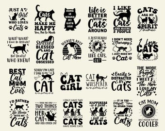 Cat Quotes SVG Bundle, Cat Quotes SVG, Fur Mom svg, Cat Dad svg, Cat Shirt Svg, Paw Prints SVG, Cat Lover svg, Cricut Cut File, Silhouette