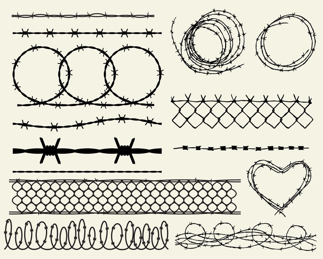 Barbed Wire Svg Bundle, Barbed Wire Svg, Barbed Wire Silhouette, Barbed ...