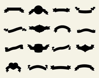Ribbon Banner SVG Bundle, Decorative Clipart (Digital Download)
