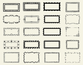 Hand Drawn Frames Svg Bundle, Hand Drawn Borders Svg, Frames Clipart, Rectangle Frames Svg, Wedding Whimsical Elements, Instant Download
