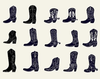 Cowboy Boots SVG Bundle: Western Cut Files (Digital Download)