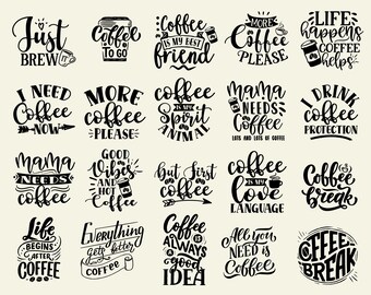 Coffee SVG Bundle - Coffee PNG Bundle - Coffee Clipart - Coffee SVG Cut Files for Cricut, Coffee Silhouette, Coffee Vector