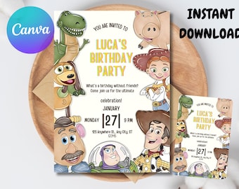 Editable Two infinity and Beyond Birthday invitation | Toy Story Party invitation, Invite 2nd Birthday | Digital kids Birthday invites Canva