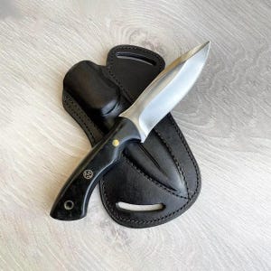 Custom Handmade D2 Steel Hunting Knife with Micarta Handle & Leather Sheath – Camping, Survival, Outdoor, Tactical Knife Gift