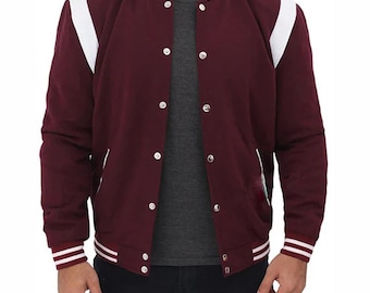 Customizable Maroon & White Varsity Letterman Jacket: Retro Style