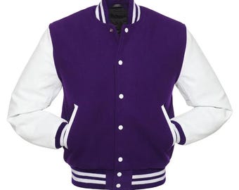 Personalized Purple Wool Varsity Jacket – Custom Letterman Bomber, College Team Baseball Football Jacket