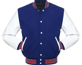 Custom Blue Wool Varsity Jacket Personalized Letterman Bomber School College Team Baseball Football Jacket