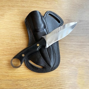 Handmade Carbon Steel Hunting Knife – 12cm Blade, Fiber Handle, Bushcraft, Camping, Survival, Blacksmith Made w/ Sheath