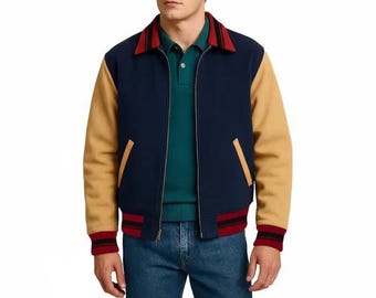 Handmade 80s Inspired Varsity Jacket Byers Style Retro Letterman Bomber Jacket Cosplay Costume Gift