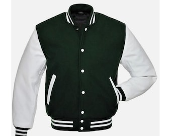 Custom Dark Green Wool Varsity Jacket – Personalized Letterman Bomber, College Baseball Team Unisex
