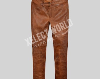 Handmade Cowhide Leather Pants | Jim Morrison Style, Slim Fit
