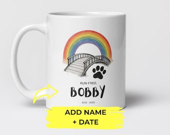 Personalized Dog Memorial Mug with Name & Year | Run Free Dog Remembrance Cup | Pet Loss Memory Gift