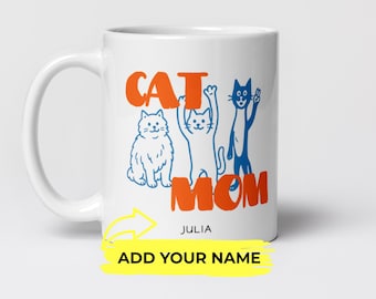 Personalized Cat Mom Mug with Name | Gift for Cat Lovers | Funny Cat Mug | Custom Cat Mom Coffee Cup