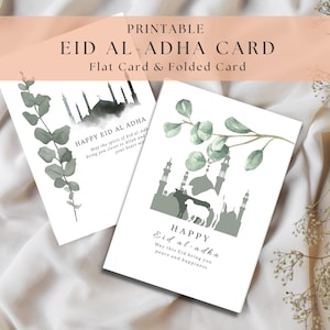 Eid Mubarak-kaart afdrukbaar, Eid Al-Adha-kaart, Minimalistische Eid-groet, Opvouwbare Eid-kaart, Eid-cadeaukaart, Eid-decoratie, Eid-decoratie, Moslim kerstkaart