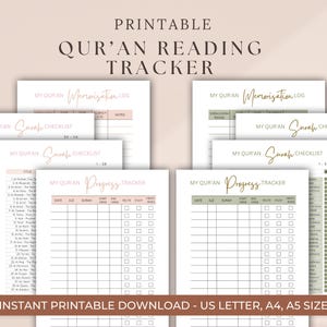 Quran Reading Tracker Printable, Quran Recitation & Memorisation Tracker, Quran Planner Digital, Hifdh Planner, Quran Study, Surah Checklist