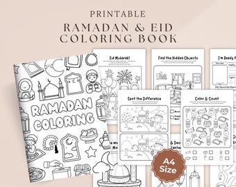 Ramadan & Eid Coloring Activity Book: Islamic Kids Busy Book Printable (27 Pages, A4 PDF)