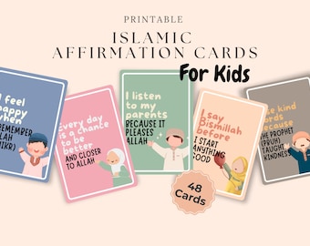 Tarjetas de afirmaciones islámicas para niños, tarjetas de afirmaciones musulmanas, recursos islámicos imprimibles, tarjetas didácticas de afirmaciones positivas, actividades para niños