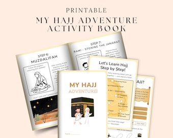 Libro de actividades para el Hajj: Hoja de trabajo islámica imprimible para niños de 6 a 9 años. Guía paso a paso para el Hajj (PDF).