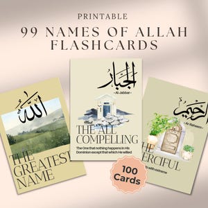 99 Names of Allah Flashcards, Printable Asmaul Husna Cards, Muslim Kids Learning, Islamic Education, Islamic Gift, Wall Decor Islamic Art