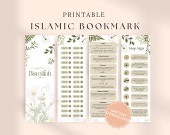 Marcapáginas islámico imprimible, marcapáginas Bismillah, marcapáginas Tajweed del Corán, lista de verificación Juz y señal de stop, regalo para el Eid Ramadán, imprimible islámico