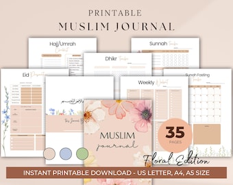 Diario digital musulmán imprimible, planificador diario islámico en PDF, registro del Corán y la oración, organizador de Eid y Ramadán, planificador diario, semanal y mensual.